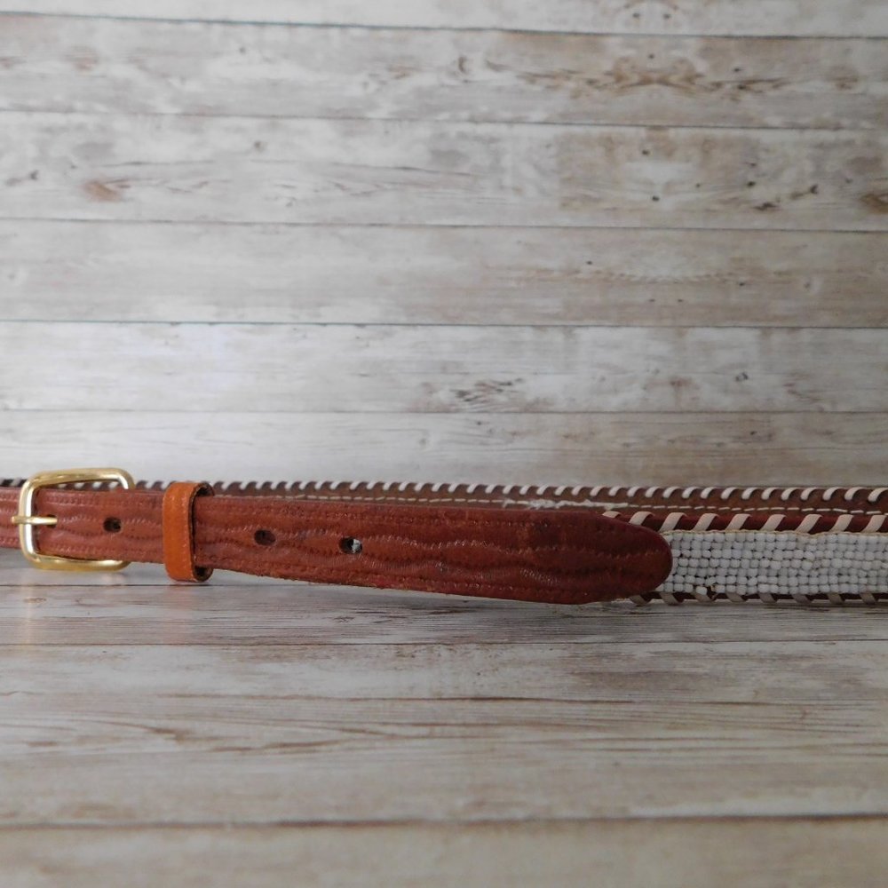 VINTAGE Southwestern Beaded Leather Belt - Merry Christmas - Picture 4 of 8